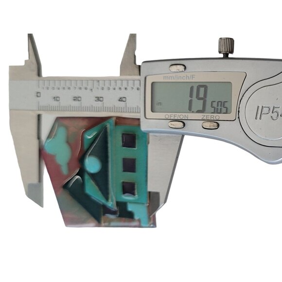 Lucinda Green Blue Pink House Pin L11 - Picture 7 of 8